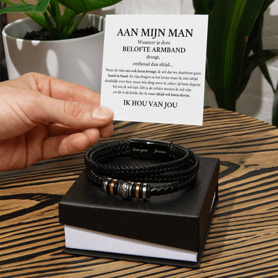 Aan Mijn Man - Belofte Leren Armband (19cm)