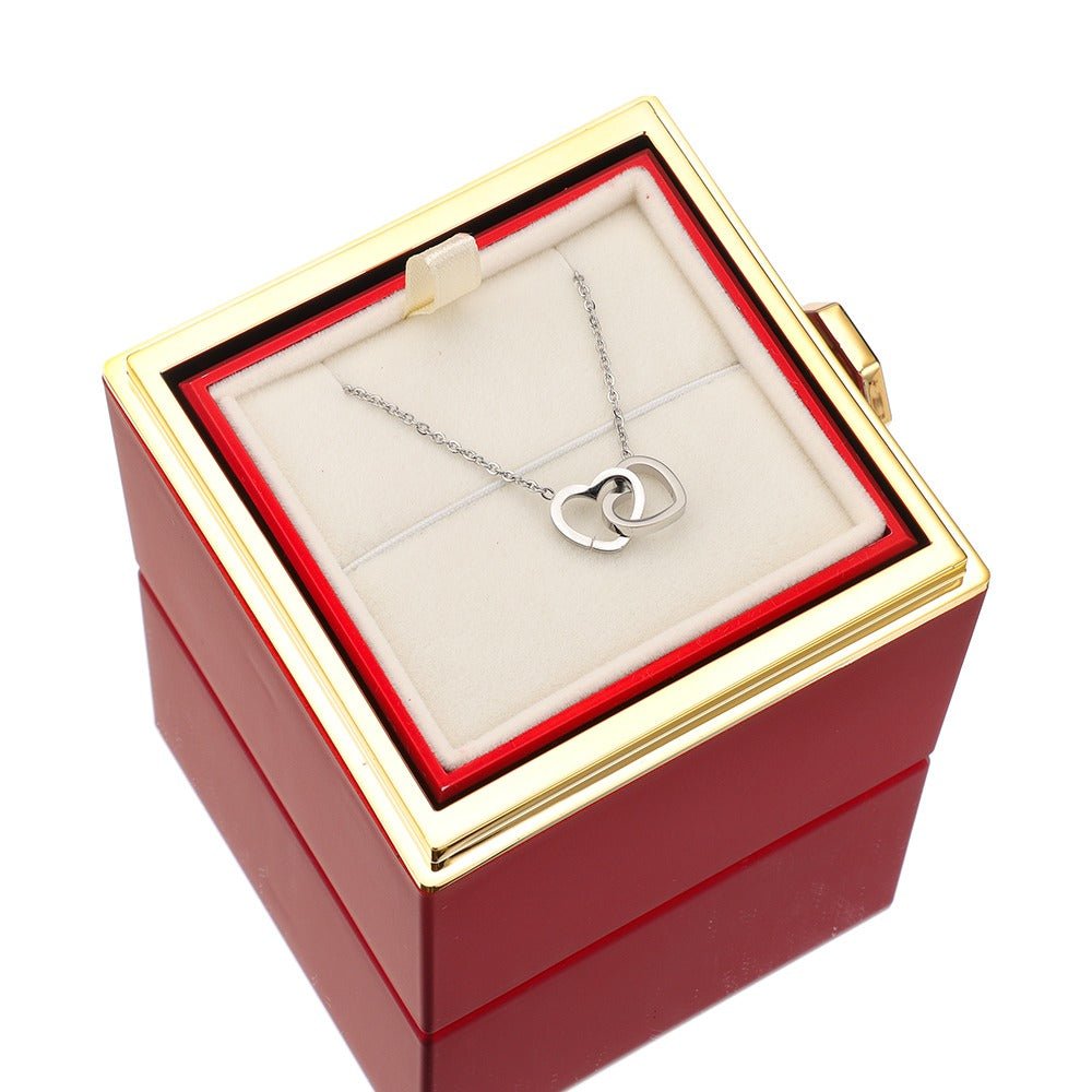 Eeuwige Roos Box - Met Gepersonaliseerde Ketting & Echte Roos - CustomLove.nl