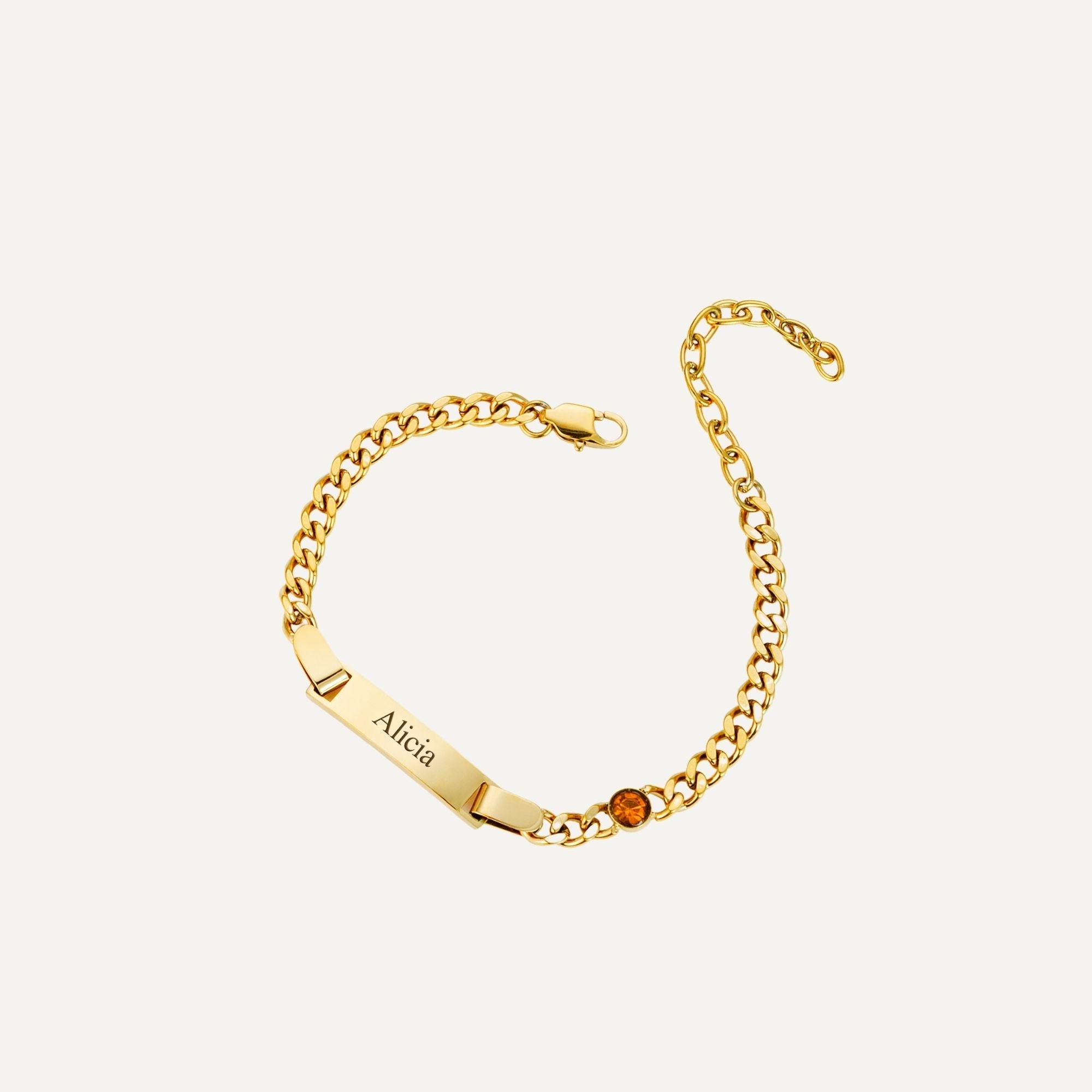 Gegraveerde Armband met Geboortesteen en Naam van Kind