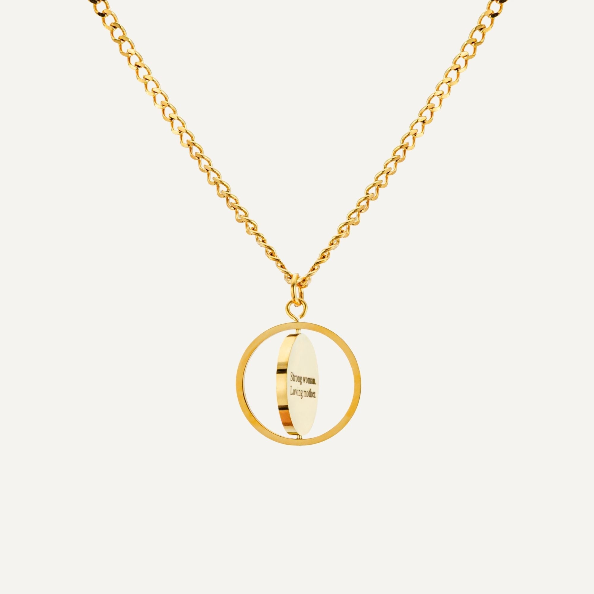 Gegraveerde Kompas Ketting met Zirkonia
