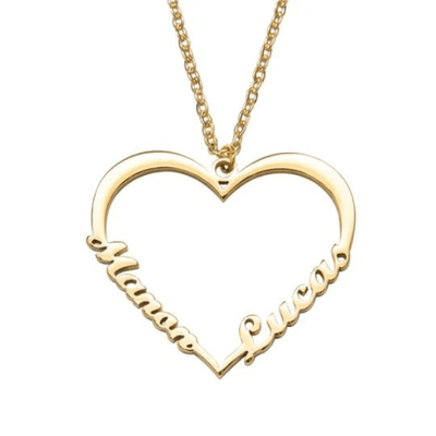 Contour Hart Gepersonaliseerde Naam Ketting