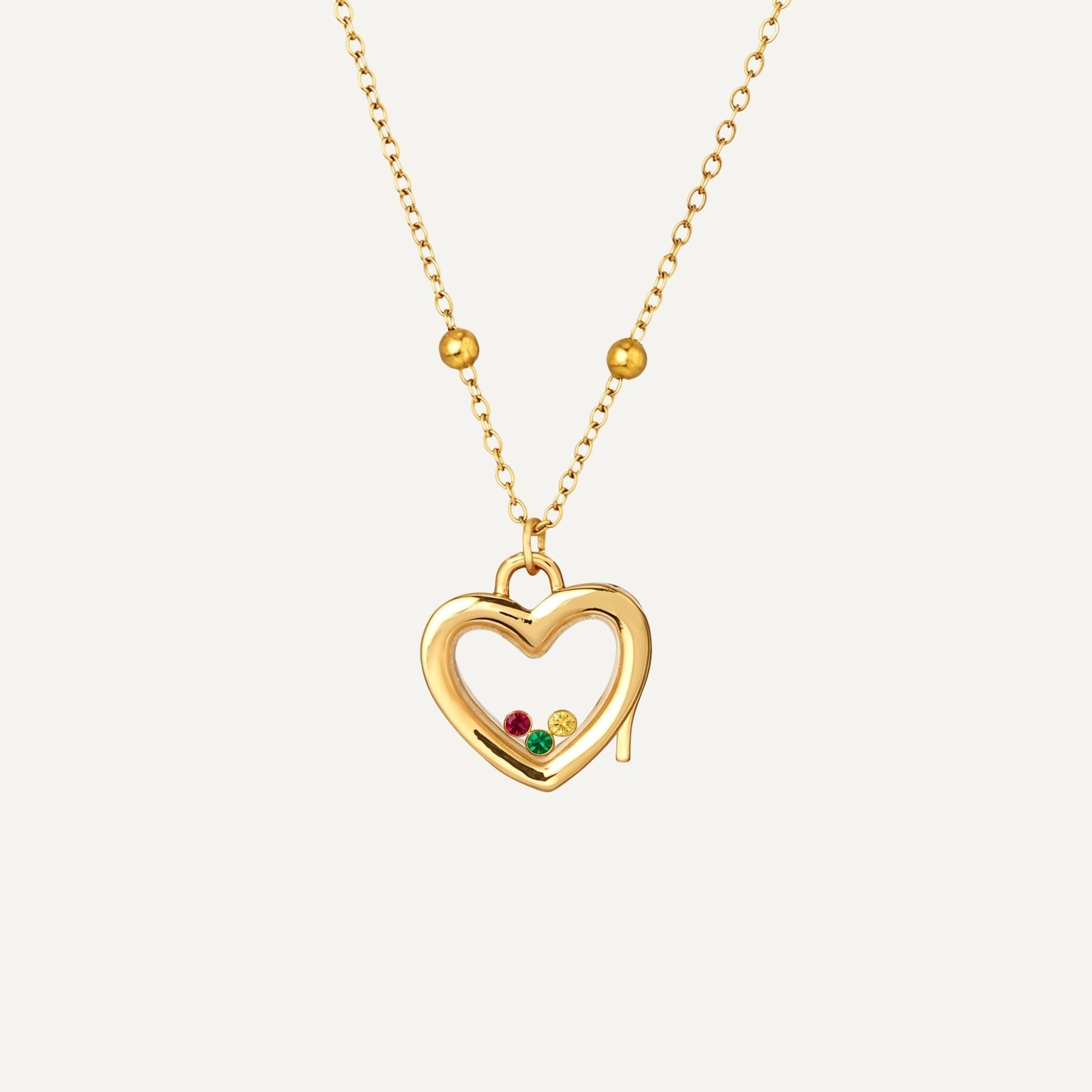 Hart Ketting met Geboortestenen Binnenin