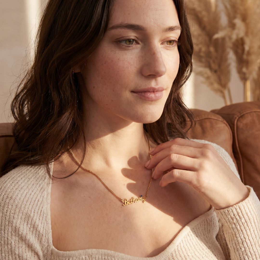 Gepersonaliseerde Naamketting met Geboortesteen