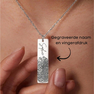 Gepersonaliseerde Vingerafdruk Ketting Met Naam - Moederdag Cadeaus