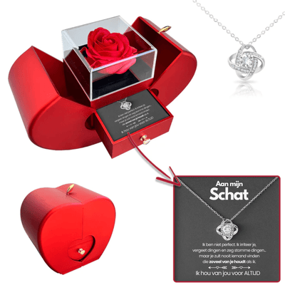 Eeuwige Rozenbox - Met Love Knot Ketting & Echte Roos