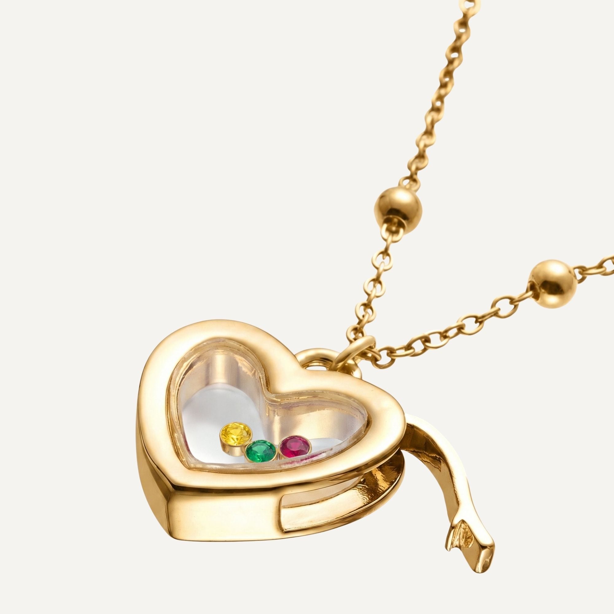 Hart Ketting met Geboortestenen Binnenin
