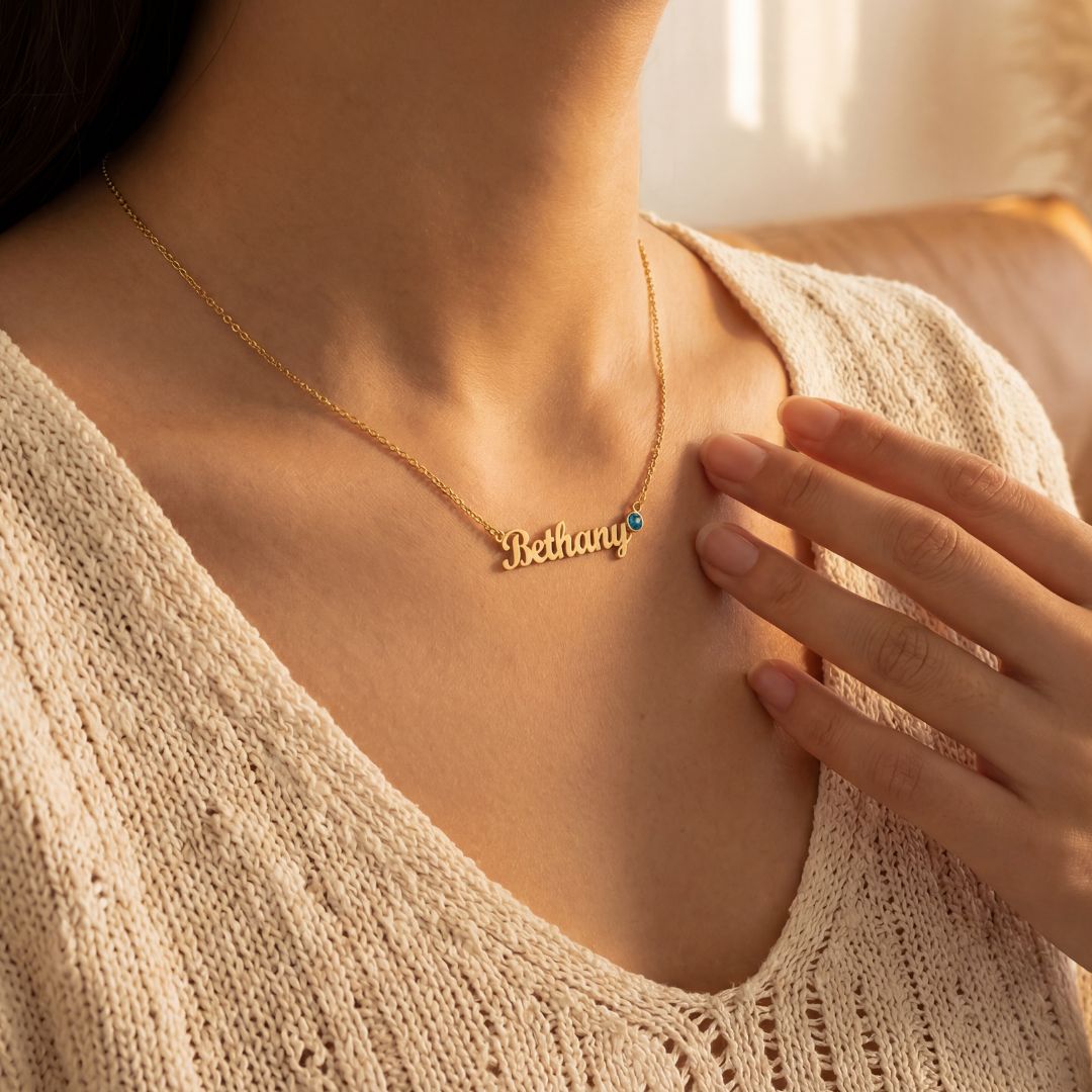 Gepersonaliseerde Naamketting met Geboortesteen