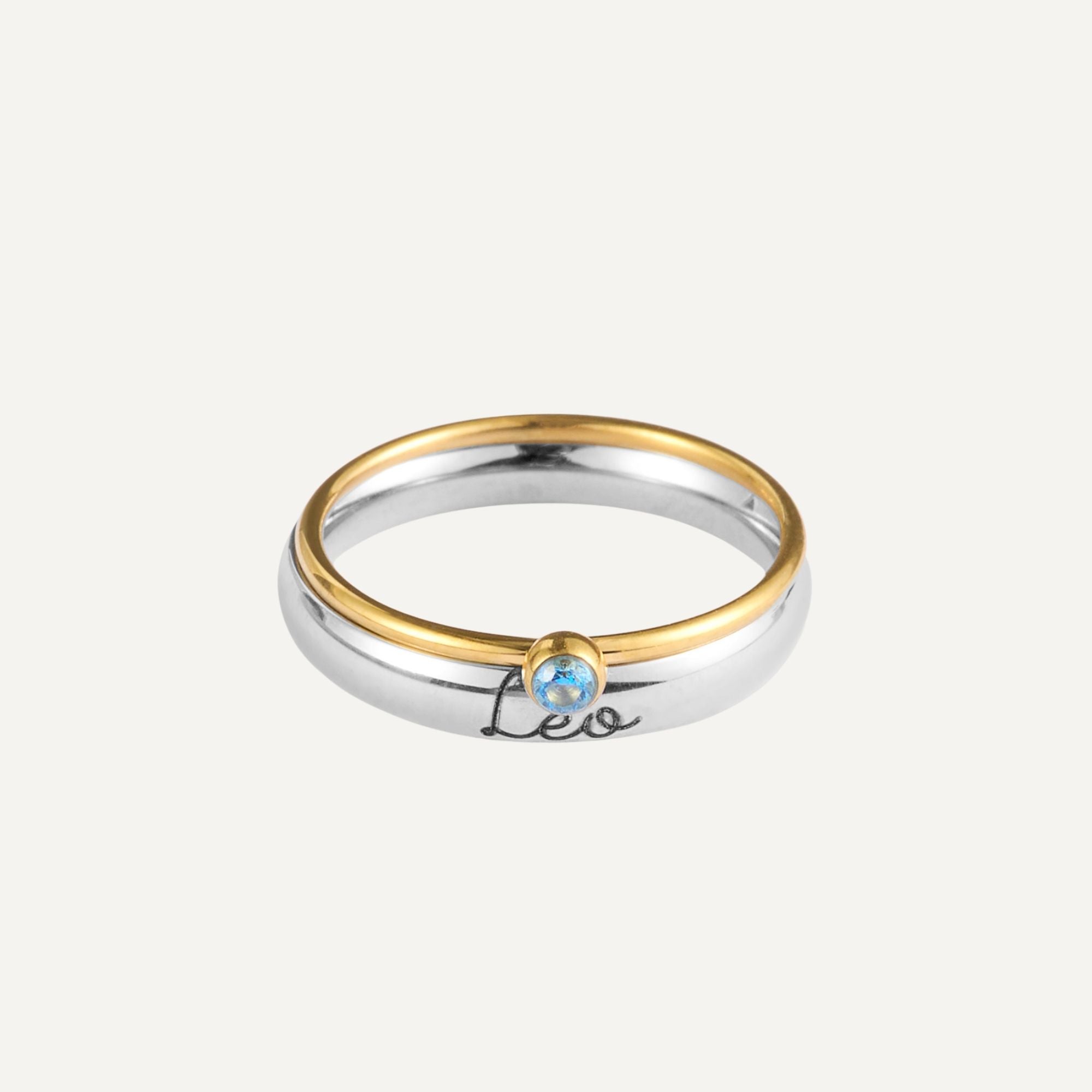 Gepersonaliseerde Gegraveerde Ring met Geboortesteen