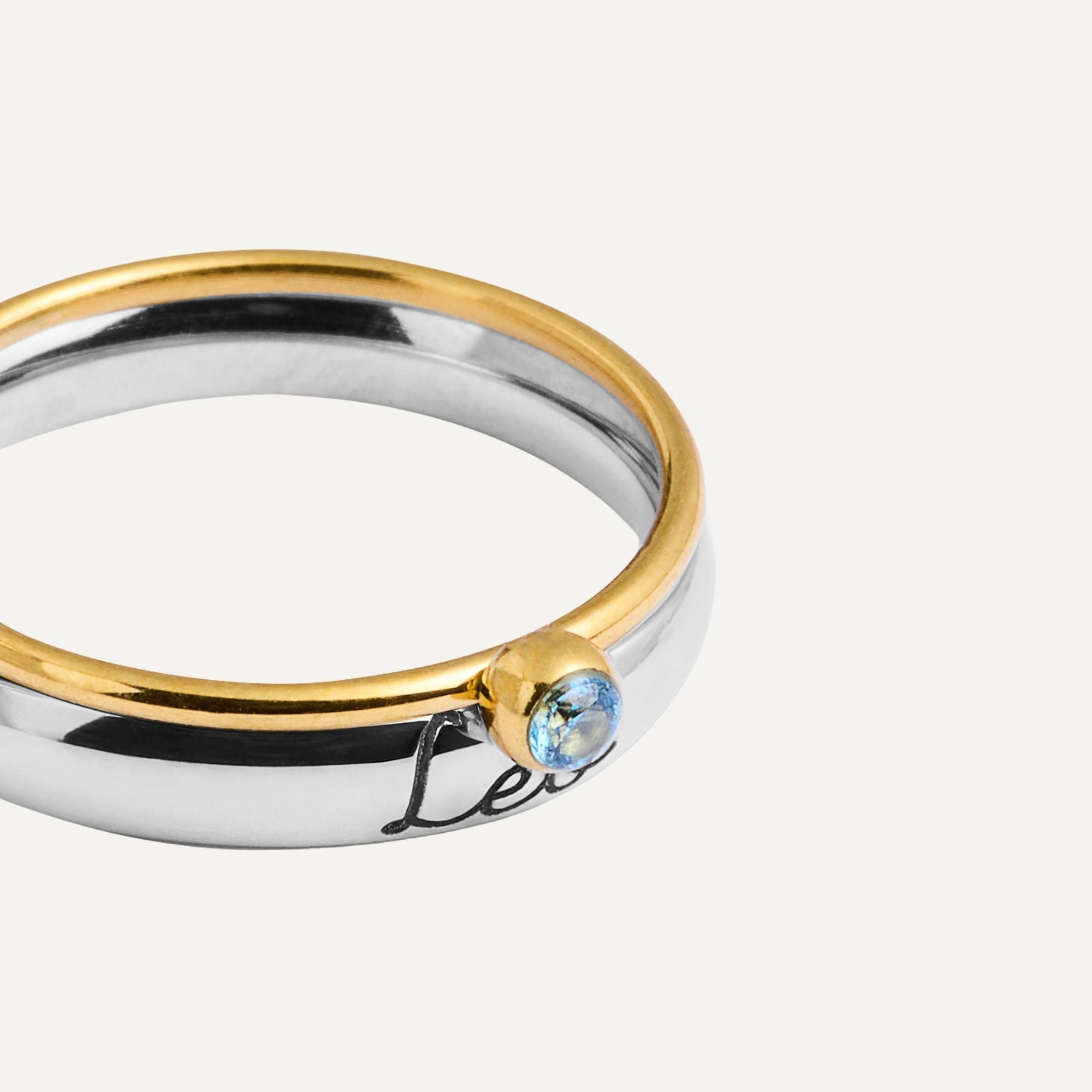 Gepersonaliseerde Gegraveerde Ring met Geboortesteen