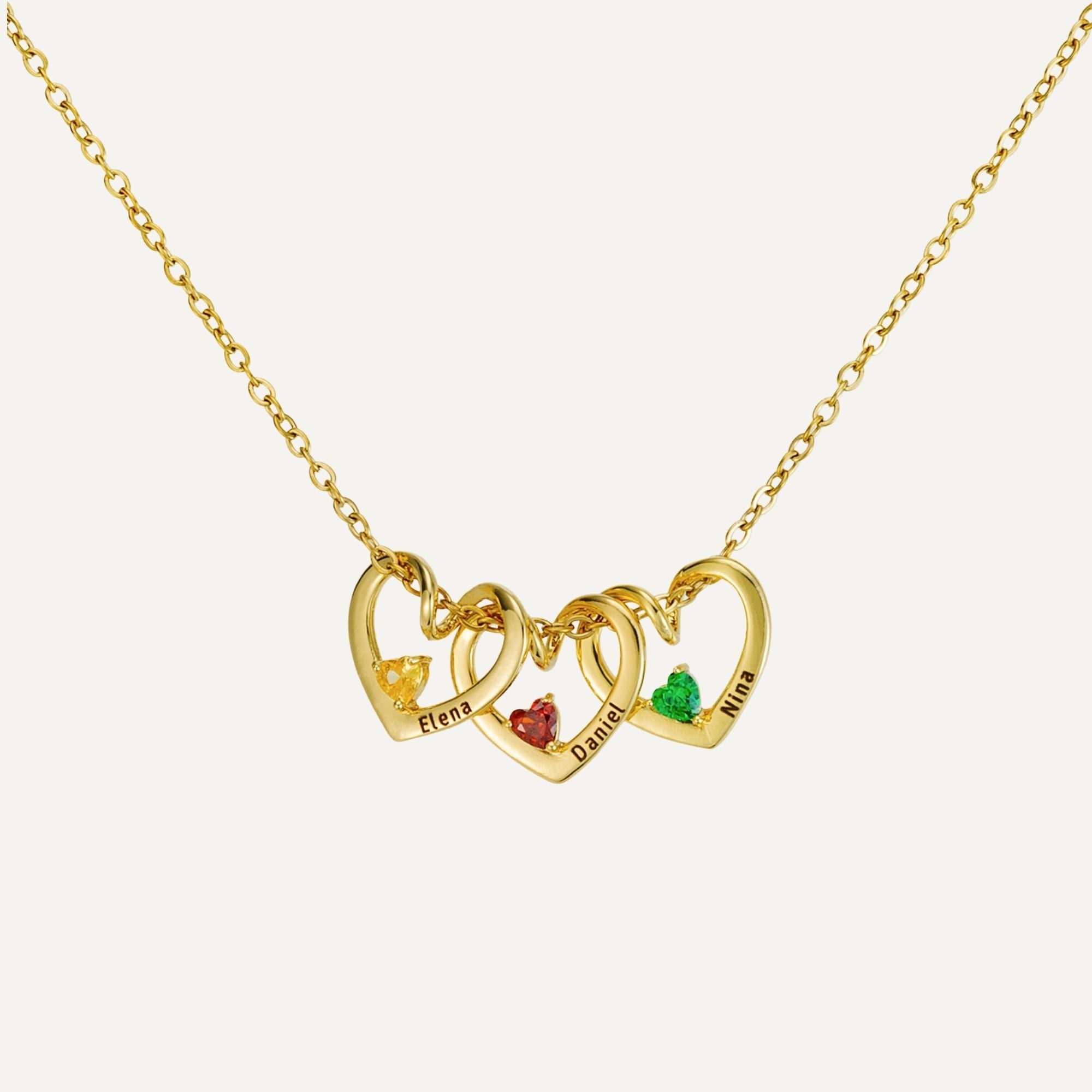 Gepersonaliseerde Hart Ketting met Naamgravure en Geboortesteen