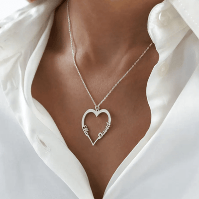 Contour Hart Gepersonaliseerde Naam Ketting