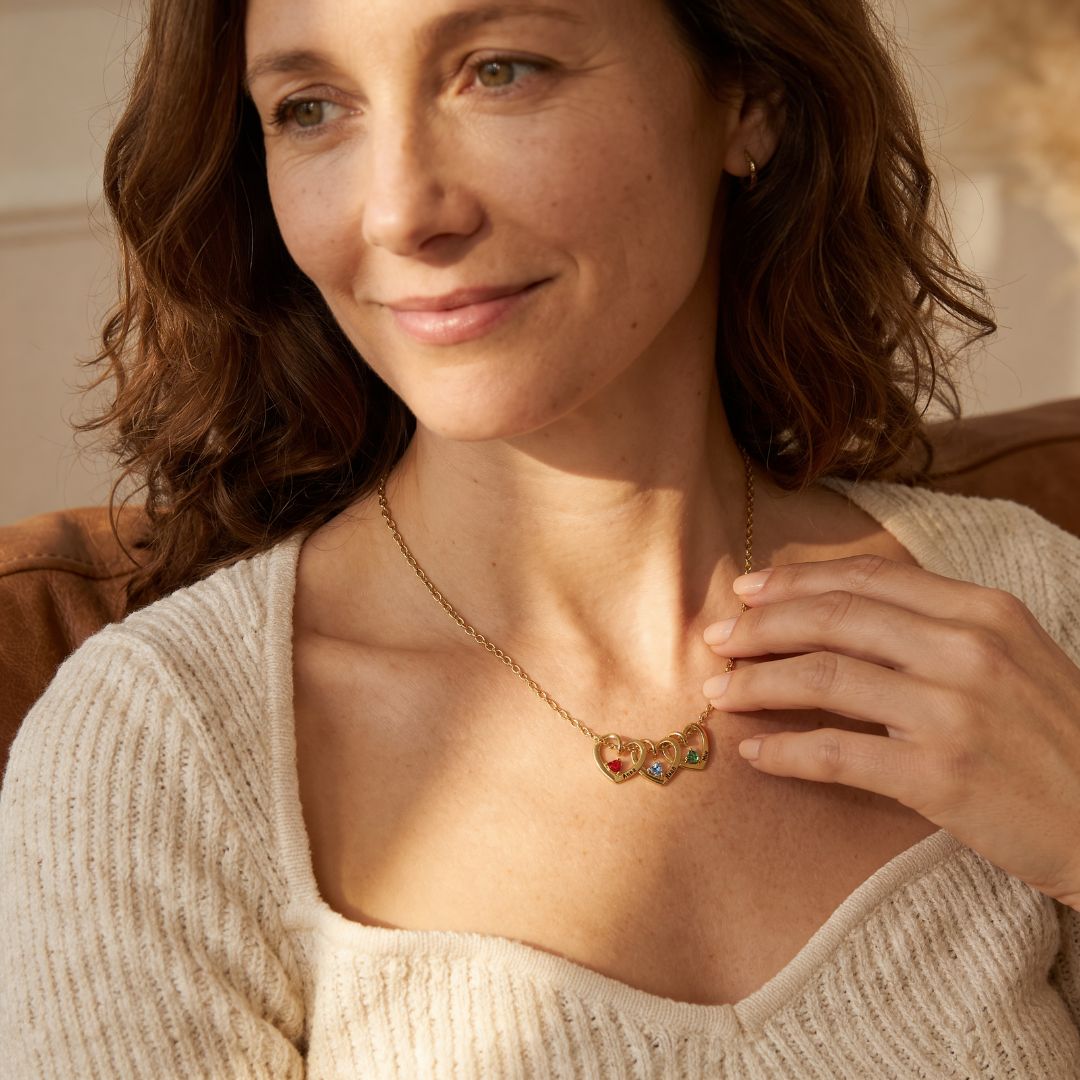 Gepersonaliseerde Hart Ketting met Naamgravure en Geboortesteen