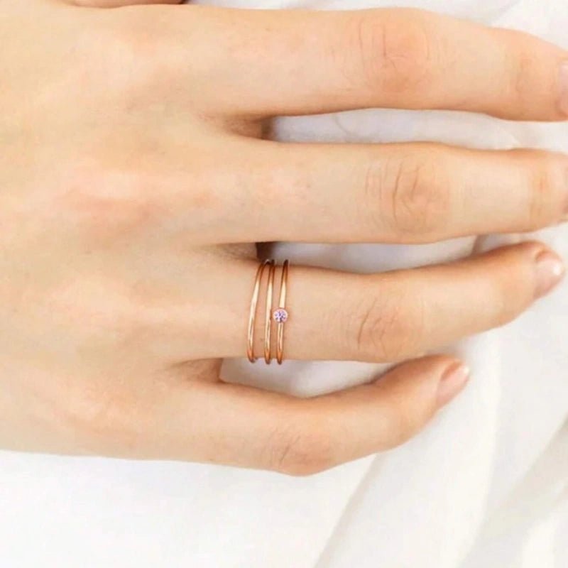 Gepersonaliseerde Klassieke Ring Voor Vrouwen Met Geboortesteen - CustomLove.nl