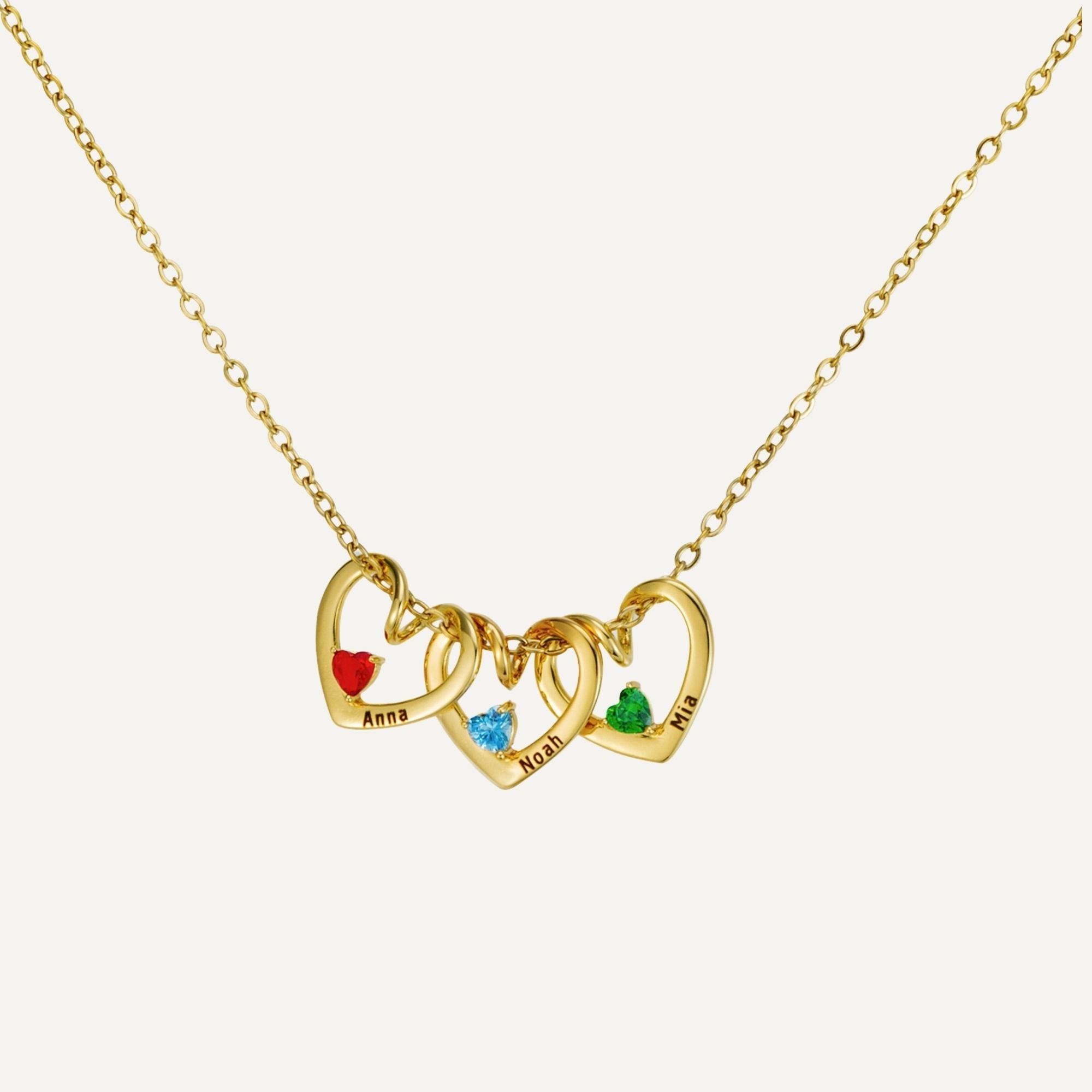 Gepersonaliseerde Hart Ketting met Naamgravure en Geboortesteen