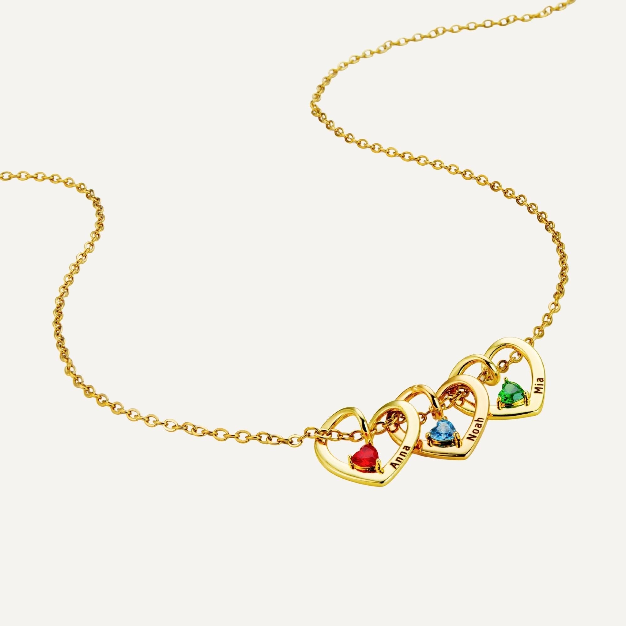 Gepersonaliseerde Hart Ketting met Naamgravure en Geboortesteen