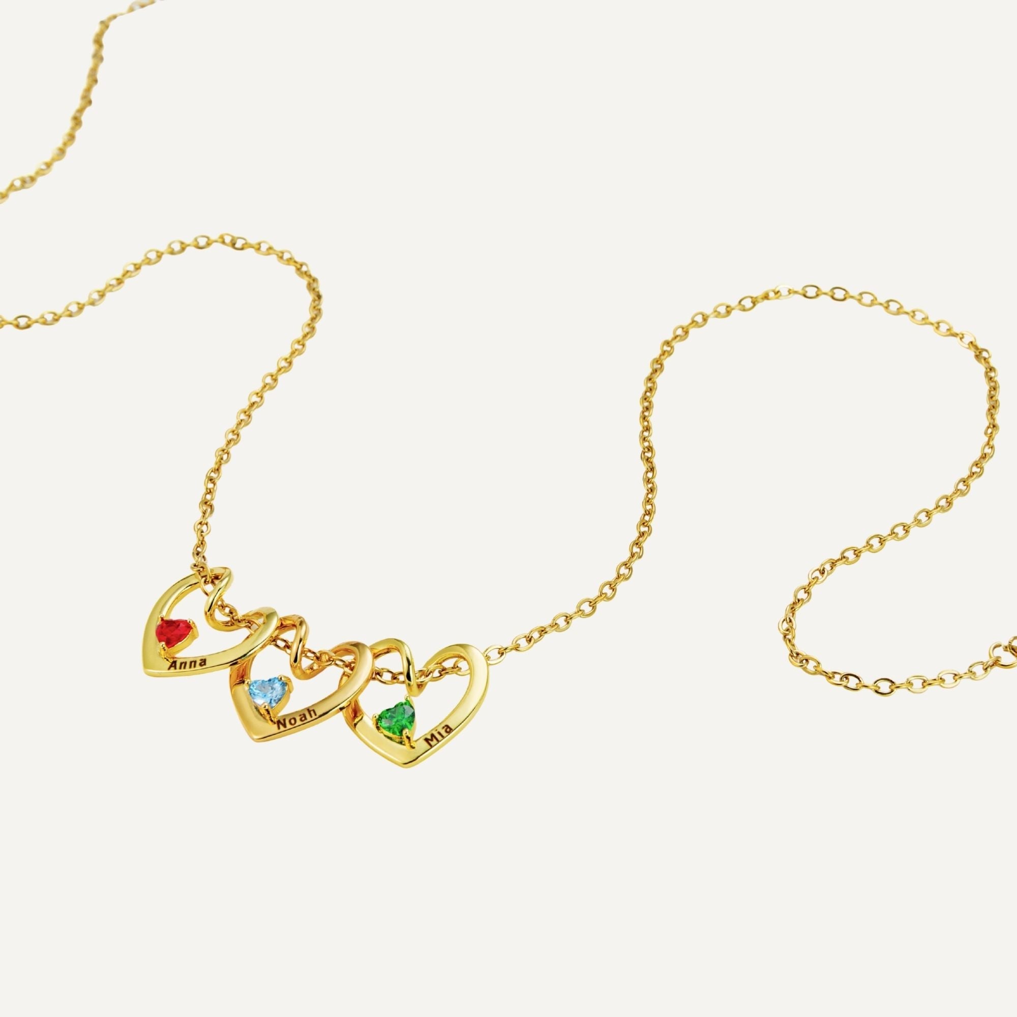 Gepersonaliseerde Hart Ketting met Naamgravure en Geboortesteen