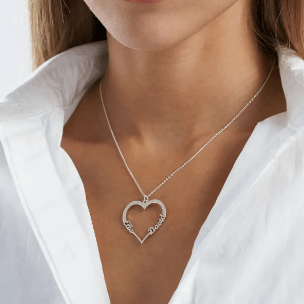 Contour Hart Gepersonaliseerde Naam Ketting