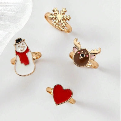 4 stuks Kerstmis Verstelbare Ring voor Kinderen - CustomLove.nl