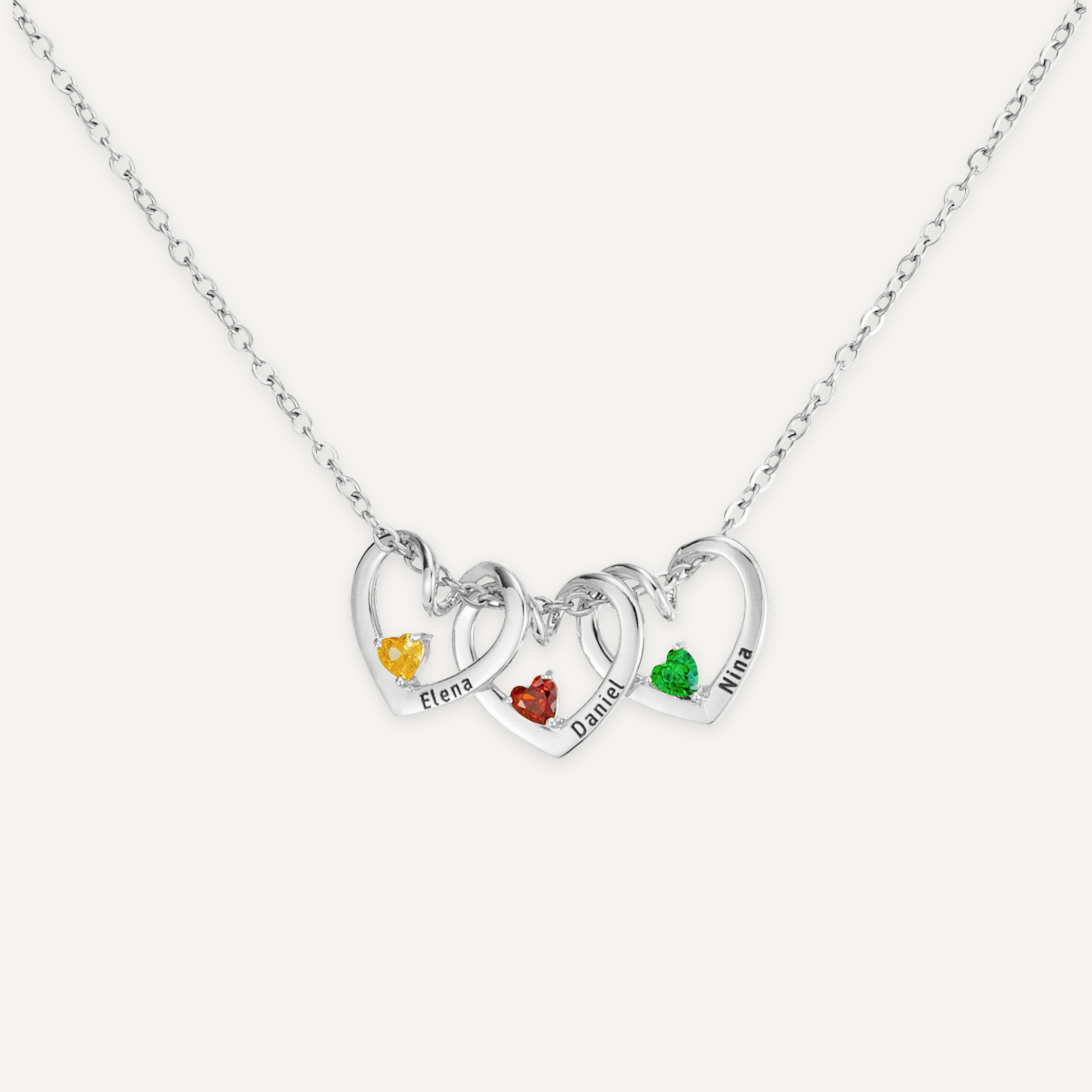 Gepersonaliseerde Hart Ketting met Naamgravure en Geboortesteen