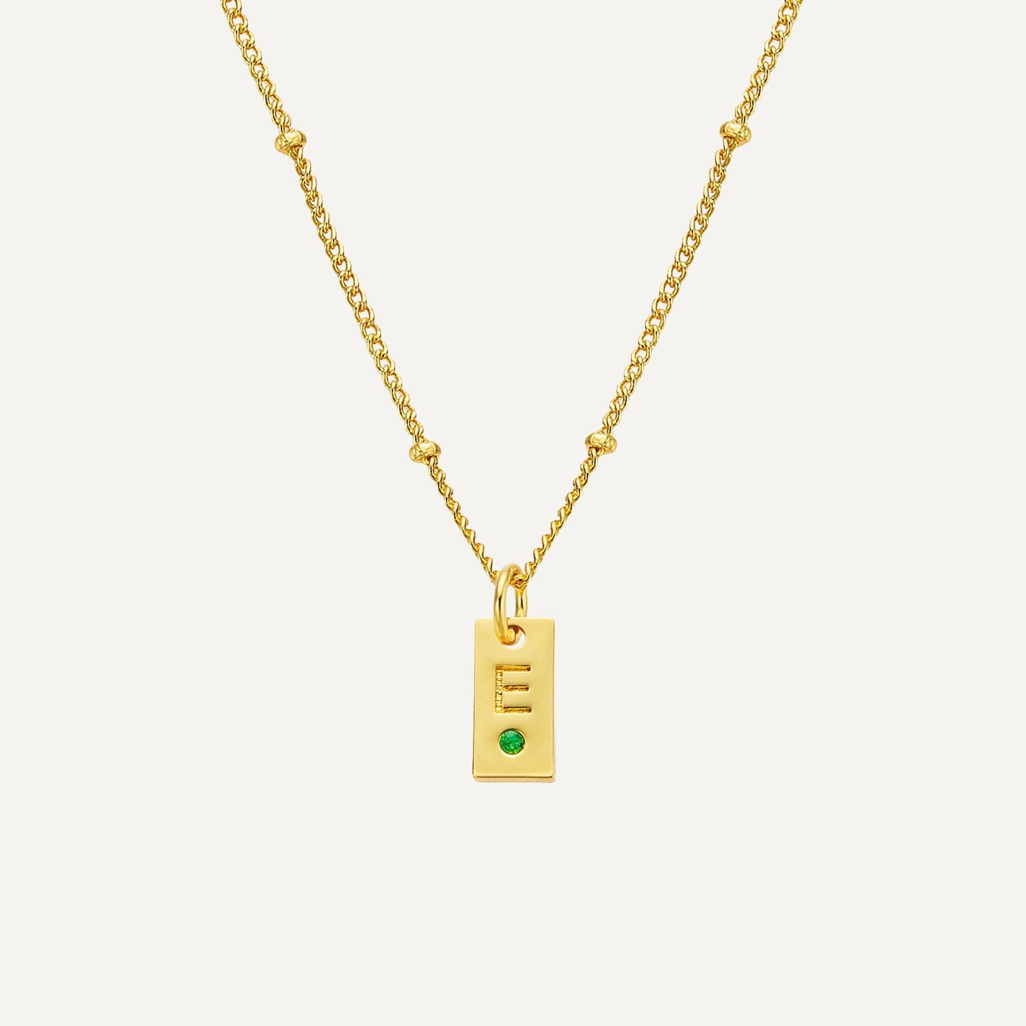 Initialen Tag Ketting met Geboortesteen