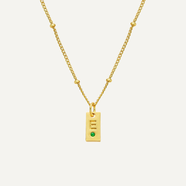 Initialen Tag Ketting met Geboortesteen