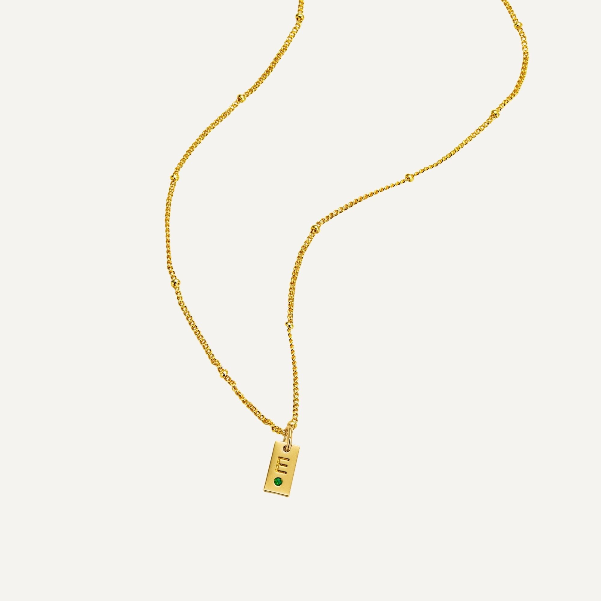 Initialen Tag Ketting met Geboortesteen