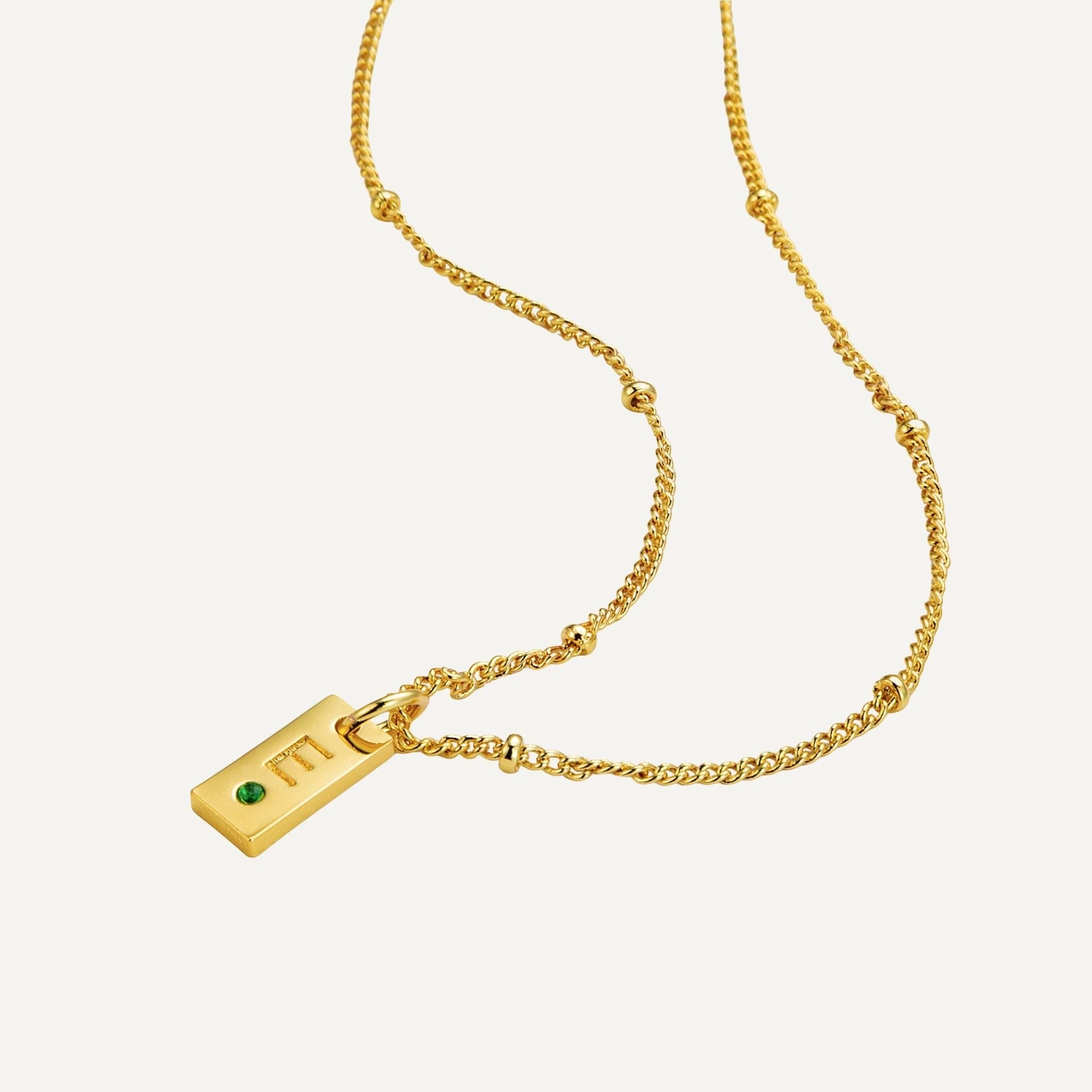 Initialen Tag Ketting met Geboortesteen