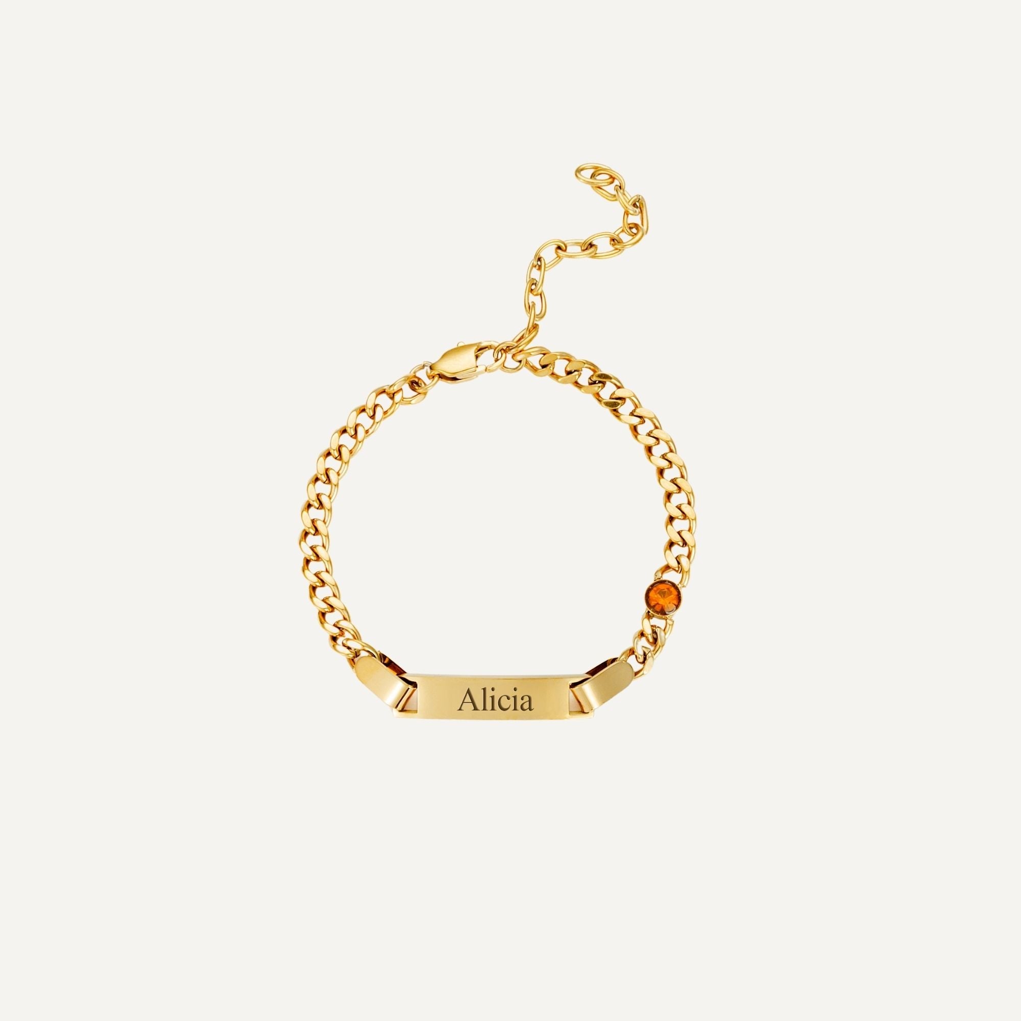 Gegraveerde Armband met Geboortesteen en Naam van Kind