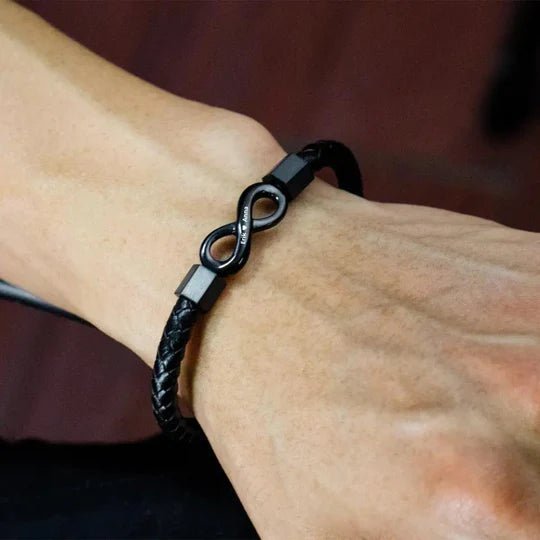 Aan Mijn Man - Gepersonaliseerde Leren Infinity Armband - CustomLove.nl