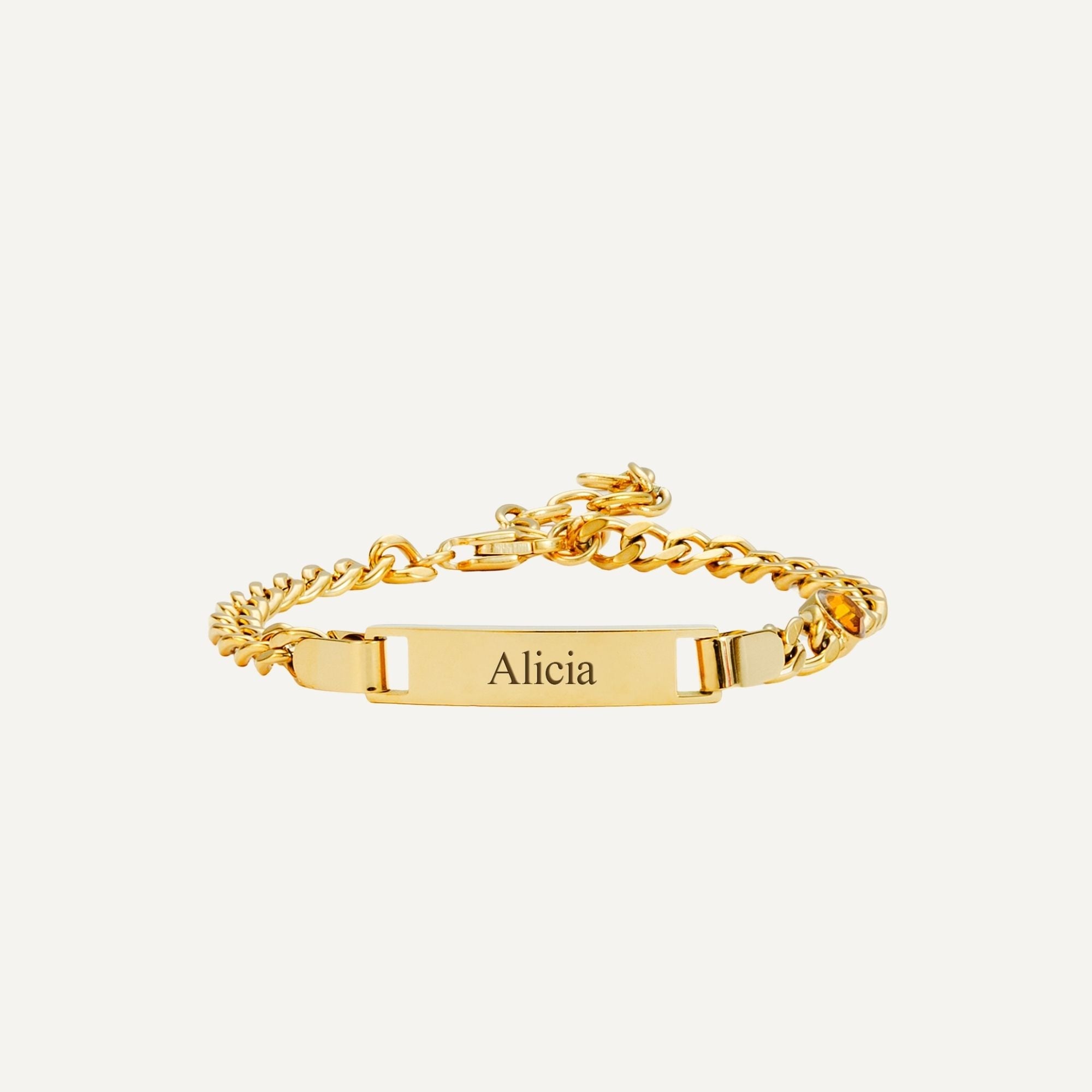 Gegraveerde Armband met Geboortesteen en Naam van Kind