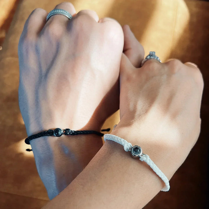 Armbandje met foto bedel rond zilver of goud staal