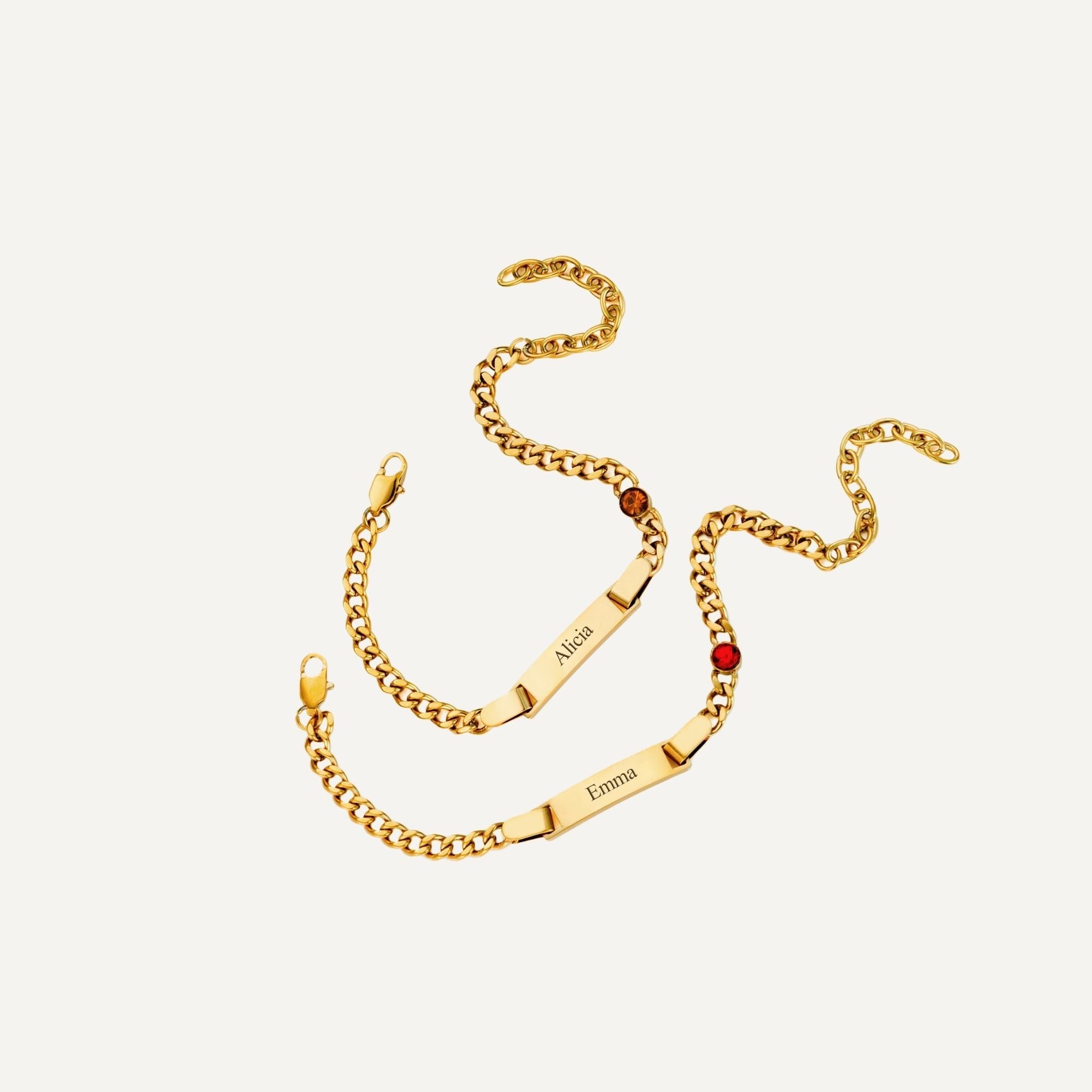 Gegraveerde Armband met Geboortesteen en Naam van Kind