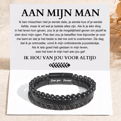 Aan Mijn Man - Wees Mijn Laatste Alles - Belofte Leren Armband