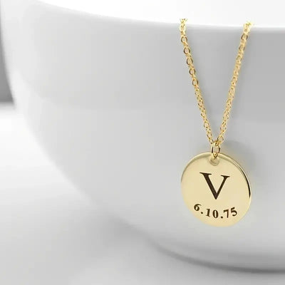 Gepersonaliseerde Initiaal En Geboortedatum Gegraveerde Ketting - Moederdag Cadeaus