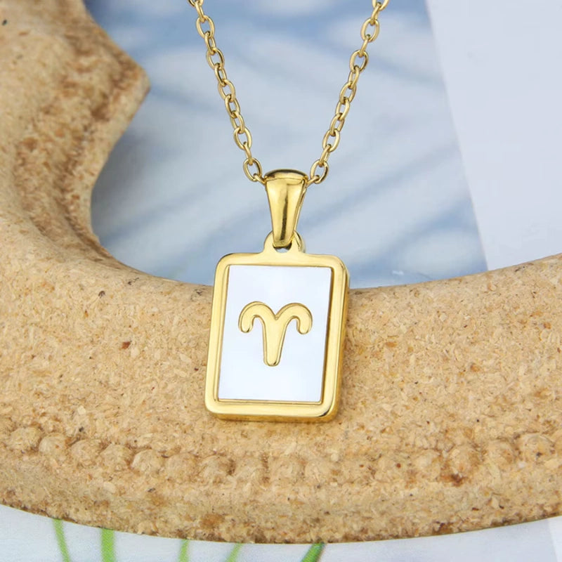 Gepersonaliseerde Zodiac Witte Zeeschelp Hanger Ketting - Cadeaus voor Haar