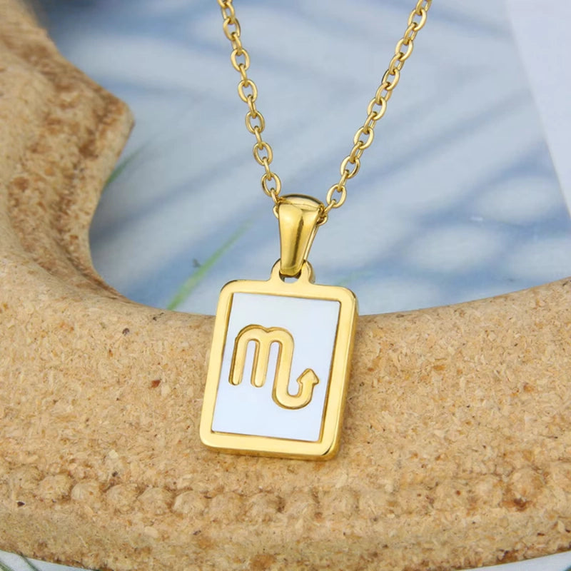 Gepersonaliseerde Zodiac Witte Zeeschelp Hanger Ketting - Cadeaus voor Haar