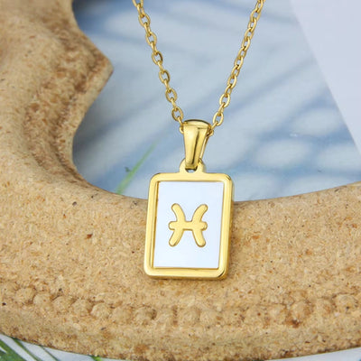 Gepersonaliseerde Zodiac Witte Zeeschelp Hanger Ketting - Cadeaus voor Haar