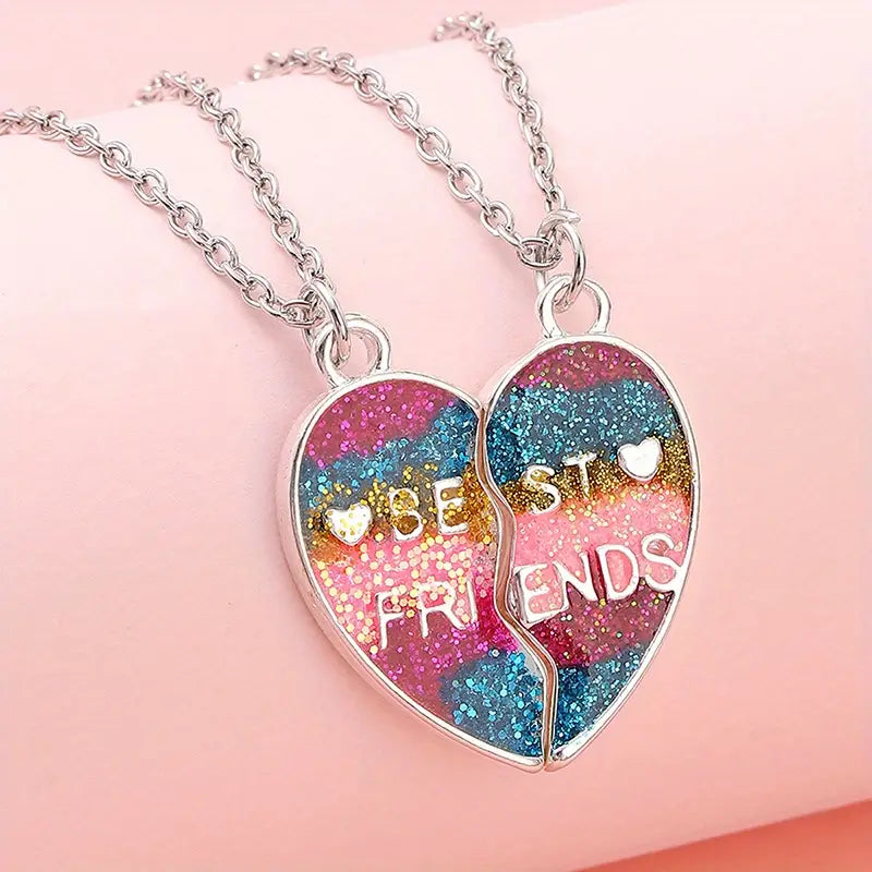 Gepersonaliseerde Hartvormige BEST FRIENDS Hanger Ketting - Cadeau Voor Kinderen