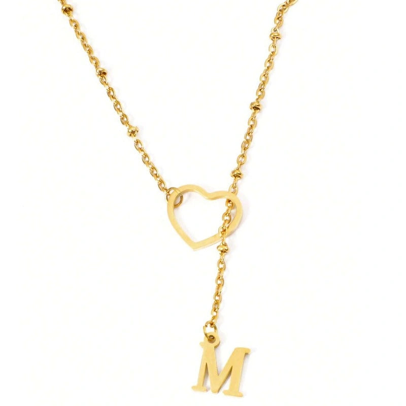 Gepersonaliseerde Vergulde Hart Ketting Met Letters - Moederdag Cadeaus