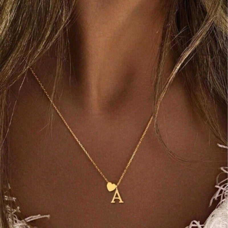 Gepersonaliseerde Vergulde Hart Ketting Met Letters - Moederdag Cadeaus