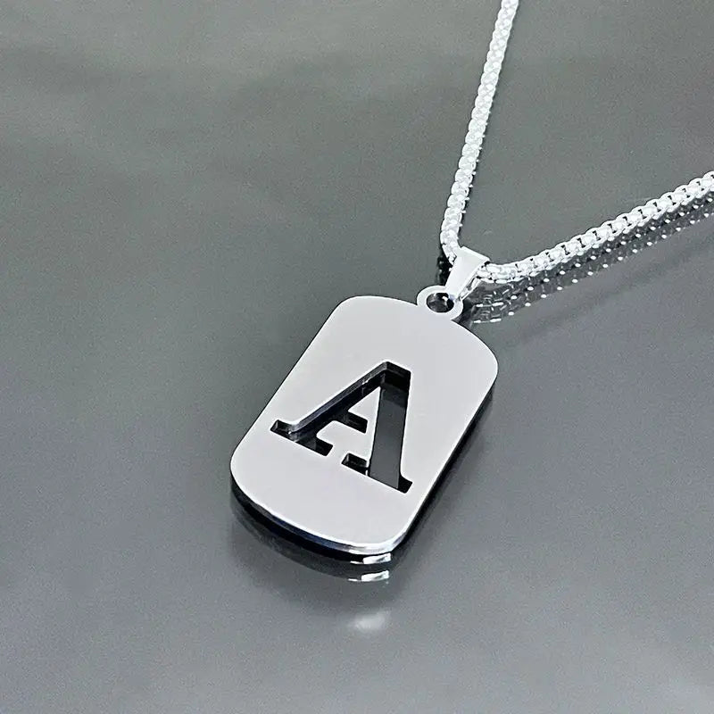 Gegraveerde Holle Letter Hanger Initiaal Ketting - Jongens Ketting