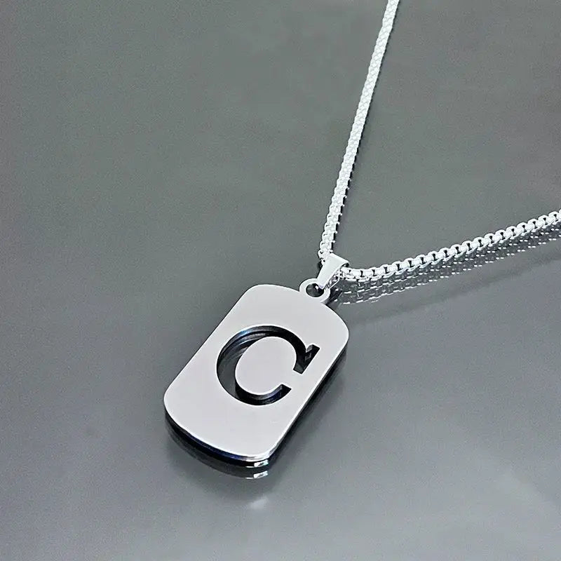 Gegraveerde Holle Letter Hanger Initiaal Ketting - Jongens Ketting