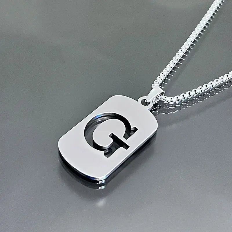 Gegraveerde Holle Letter Hanger Initiaal Ketting - Jongens Ketting