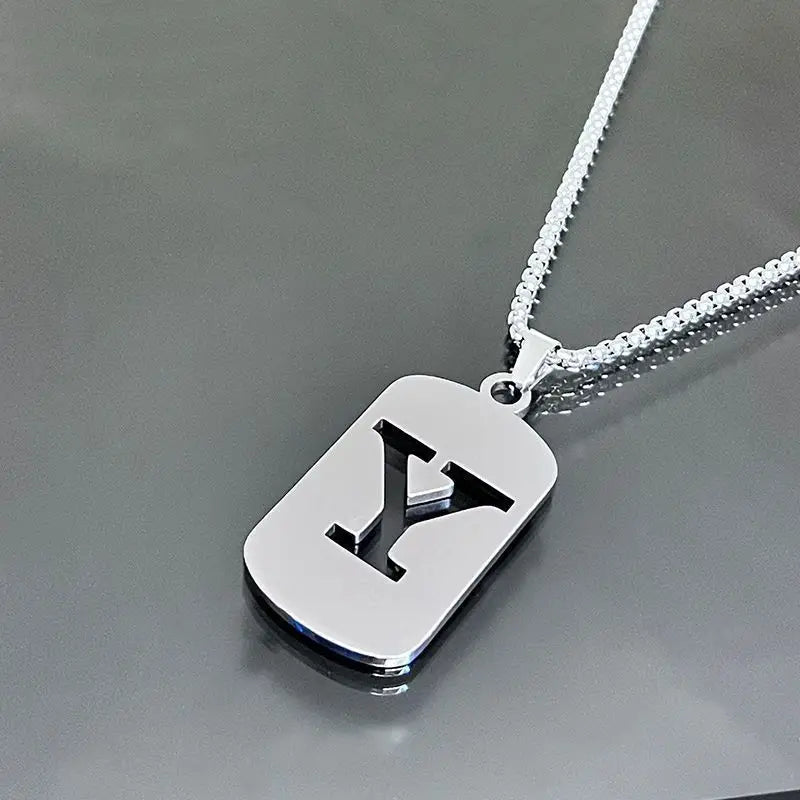 Gegraveerde Holle Letter Hanger Initiaal Ketting - Jongens Ketting