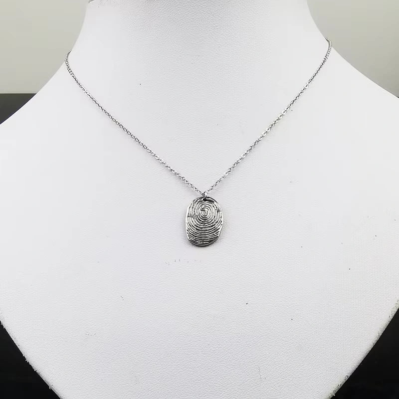 Gepersonaliseerde Gegraveerde Duimnagel Hanger Ketting Met Vingerafdruk - Cadeaus Voor Haar