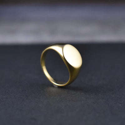 18K Vergulde Blanco Zegel Ring Voor Mannen - Cadeaus Voor Hem