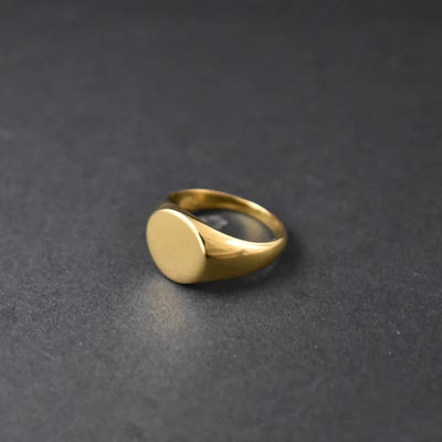 18K Vergulde Blanco Zegel Ring Voor Mannen - Cadeaus Voor Hem