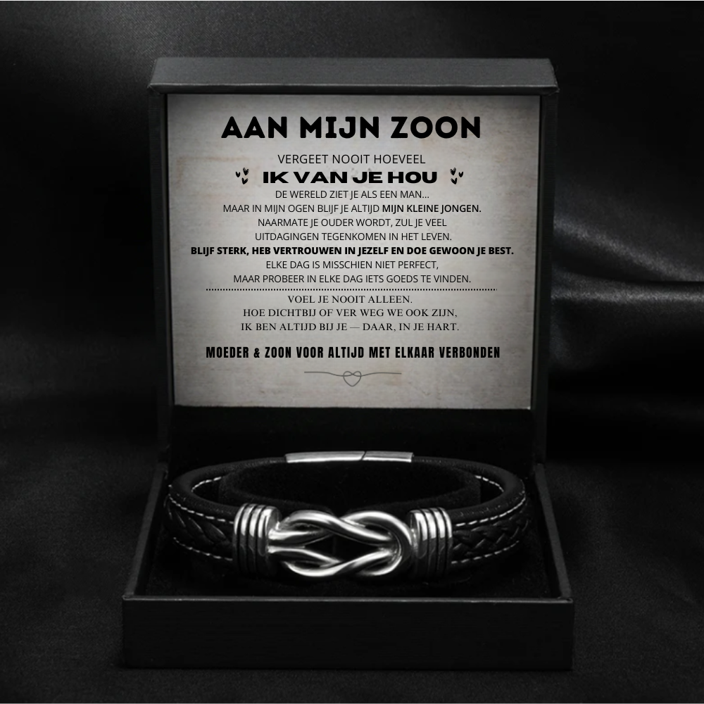 Aan Mijn Zoon - Altijd Bij Je - Infinity Leren Armband