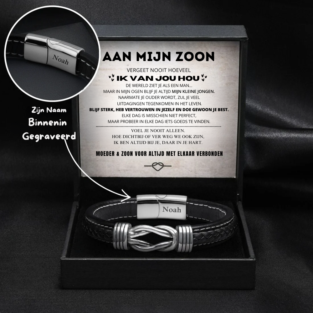 Aan Mijn Zoon – Infinity Armband met Gegraveerde Naam