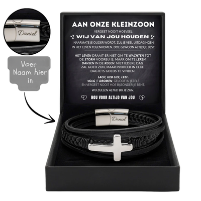 Aan Mijn Kleinzoon - Gepersonaliseerde Eeuwige Beschermer Geloofsarmband